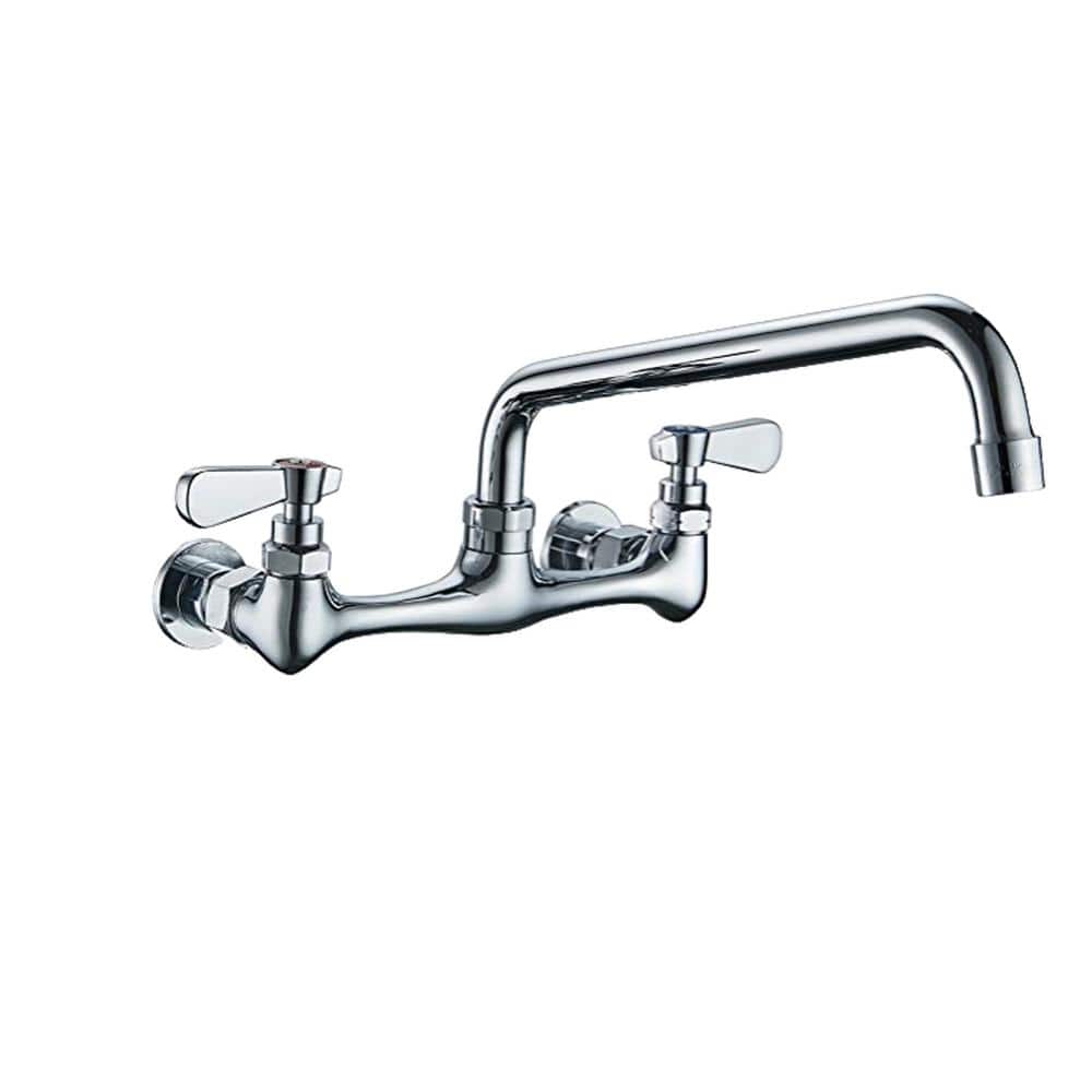 Double Handle Wall Mount Standard Kitchen Faucet with 8 in. Swivel Spout 8 