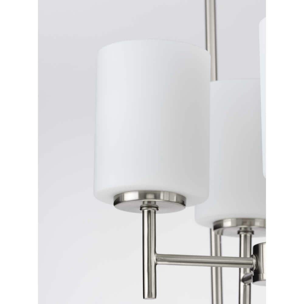 Brushed Nickel 4-Light Foyer Pendant with Etched Glass Shades