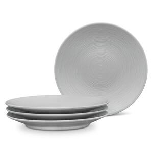 Colorscapes Grey-on-Grey Swirl 6.5 in. (Gray) Porcelain Coupe Appetizer Plates, (Set of 4)