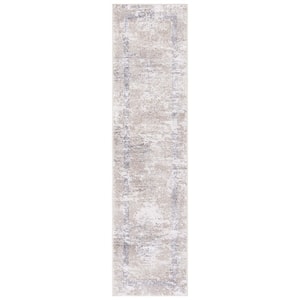 Amelia Beige/Grey 2 ft. x 8 ft. Abstract Gradient Distressed Runner Rug