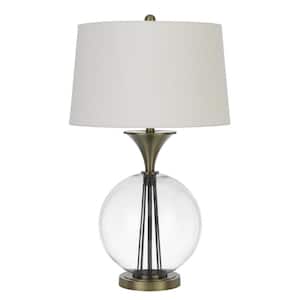 31 in. Clear Metal Table Lamp with White Empire Shade
