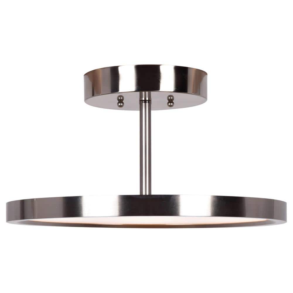 Sphere 15 in. 1-Light Brushed Steel LED Flush Mount