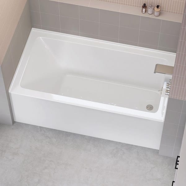 Tco 59.75 in. x 32 in. Apron Front Soaking Bathtub with Right Drain Hole Acrylic Alcove Single Skirt Walk-in Tub White