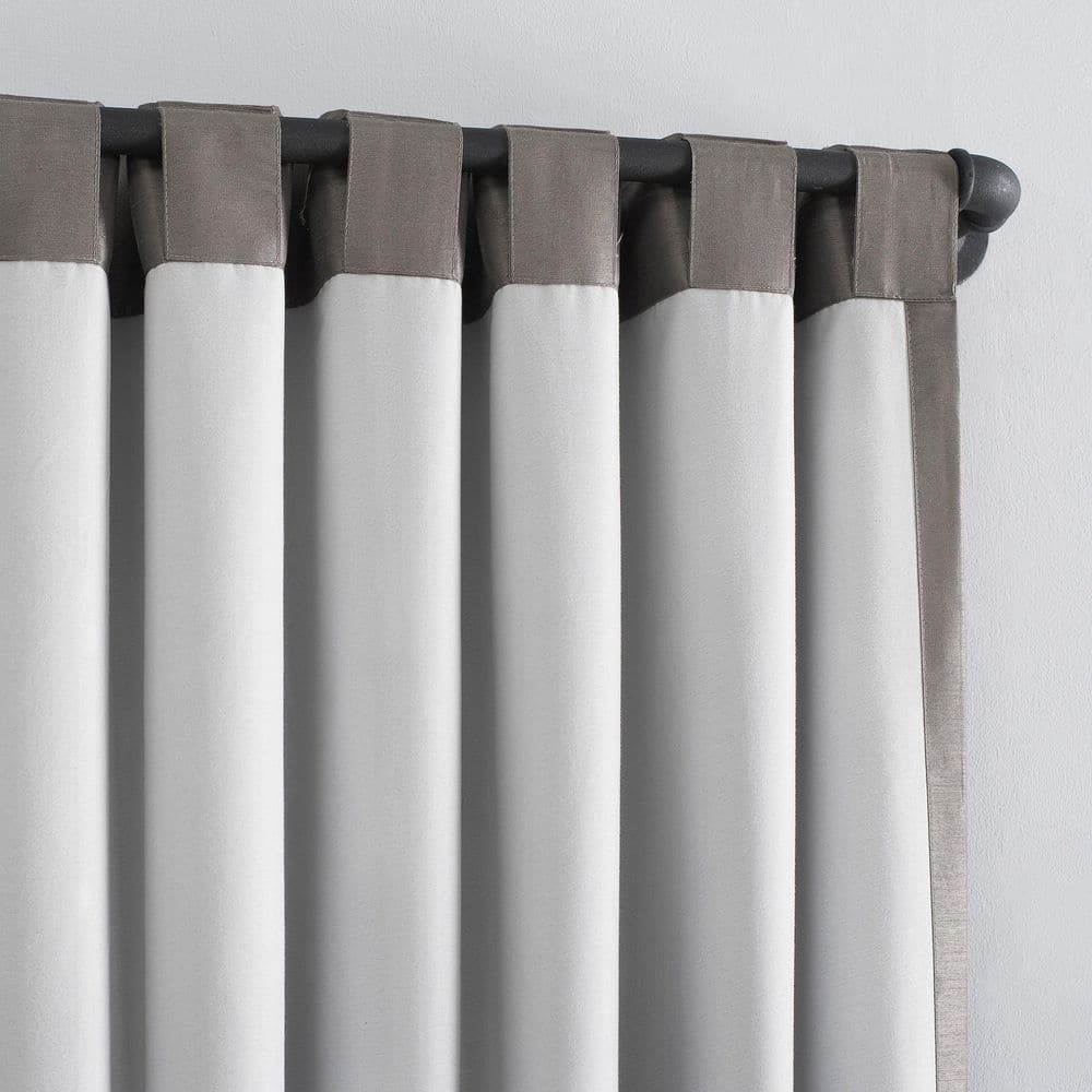 Gray Faux Silk Blackout Back Tab Curtain Panel, 50" x 84"