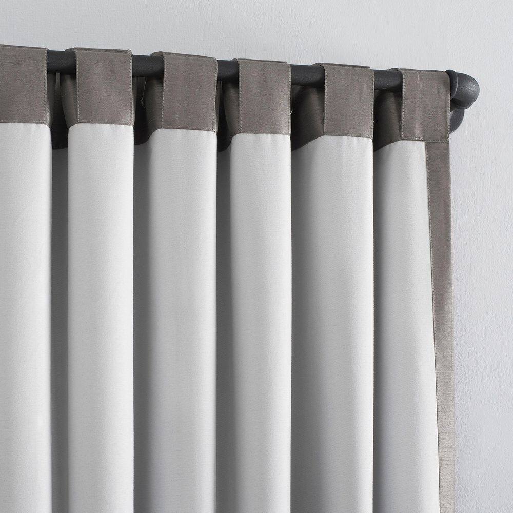 Iron Gray Faux Silk Blackout Back Tab Curtain Panel