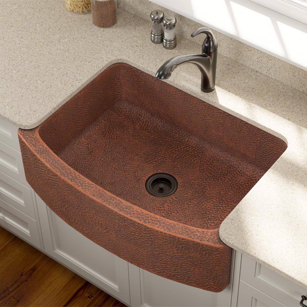 MR Direct Farmhouse Apron Front Copper 33 in. Single Bowl Kitchen Sink ...