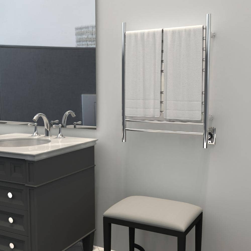 Polished Stainless Steel Wall Mounted 7-Bar Towel Warmer