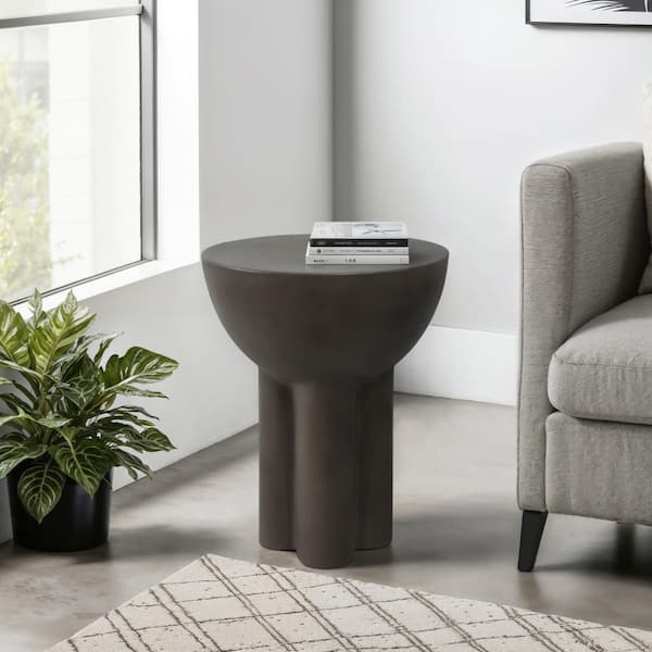 Liv & Skye 14 in. Gray Round Concrete Accent Table