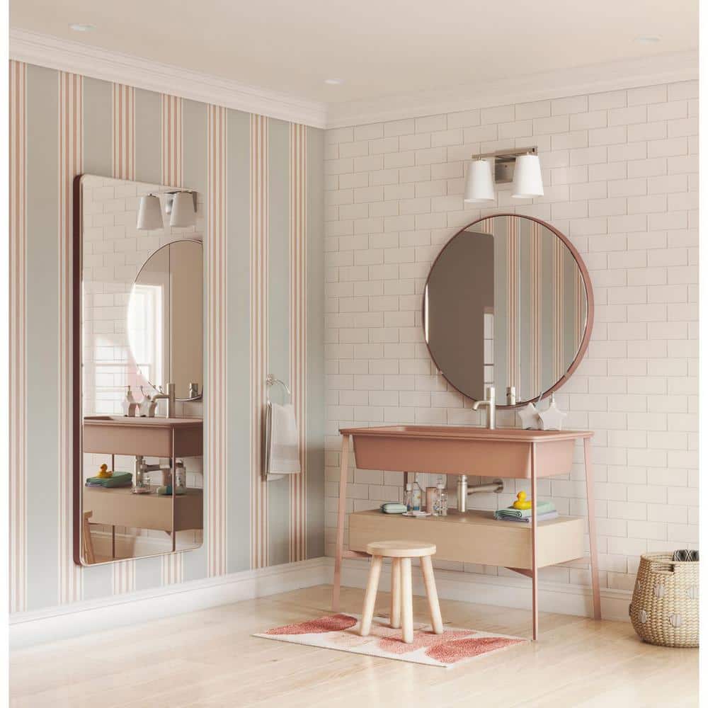Vertex Collection 12.87 in. 2-Light Brushed Nickel Etched White Glass Contemporary Vanity Light price history on PriceWatchPro