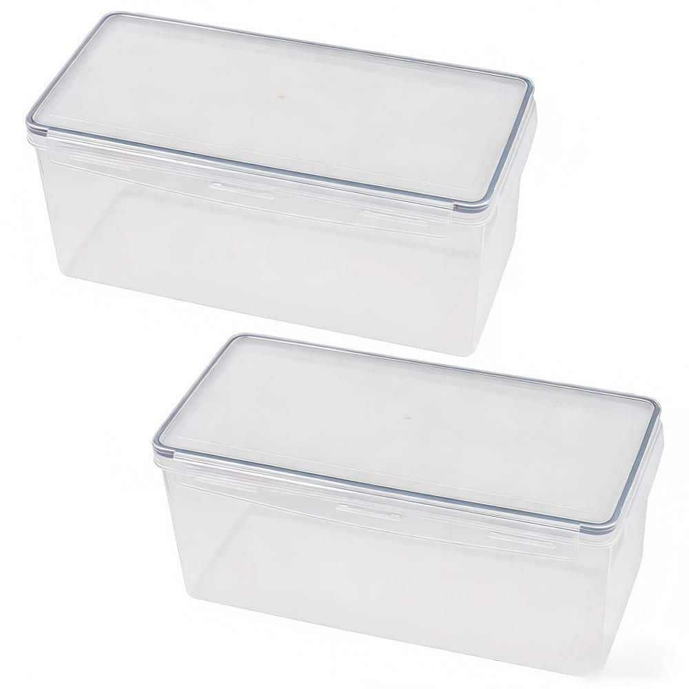 Food Grade BPA Free Airtight Stackable 2-Piece Bread Storage Container Set with Silicone Gaskets and Locking Lids, Clear