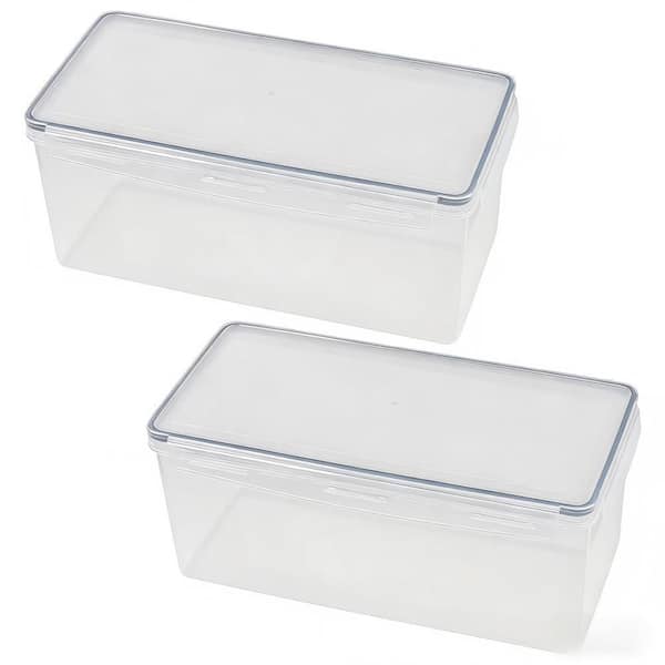 Food Grade BPA Free Airtight Stackable 2-Piece Bread Storage Container Set with Silicone Gaskets and Locking Lids, Clear