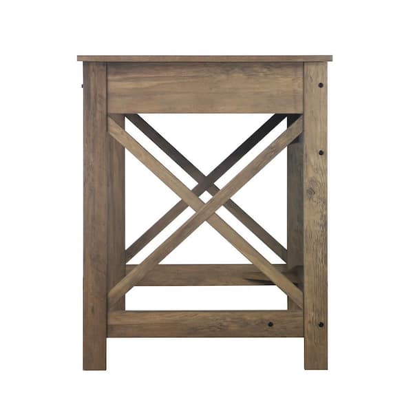 SAINT BIRCH Alaska 47.3 in. Rectangular Rustic Oak Wood 2-Drawers Writing Desk