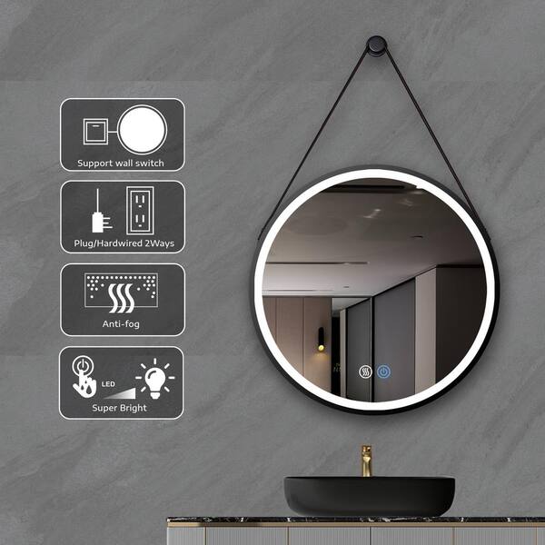 Dimakai 24 In W X H Framed Led, Hanging Vanity Mirror With Lights
