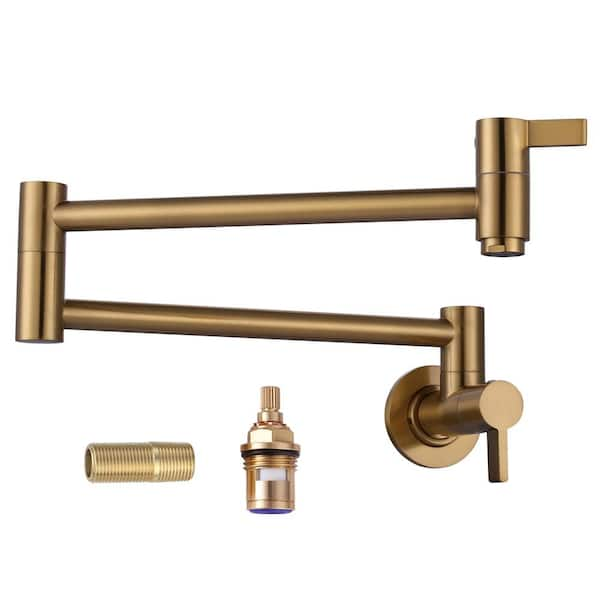 Wall Mounted Pot Filler with 2- Handles in Gold