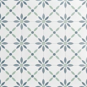 Aster Blue and Green Square 9 in. x 9 in. Matte Porcelain Floor and Wall Tile (6.99 sq. ft./Case)