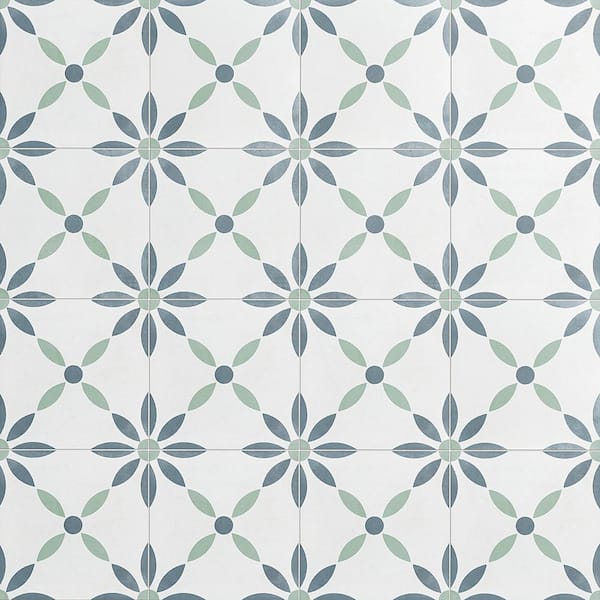 Ivy Hill Tile Aster Blue and Green Square 9 in. x 9 in. Matte Porcelain Floor and Wall Tile (6.99 sq. ft./Case)