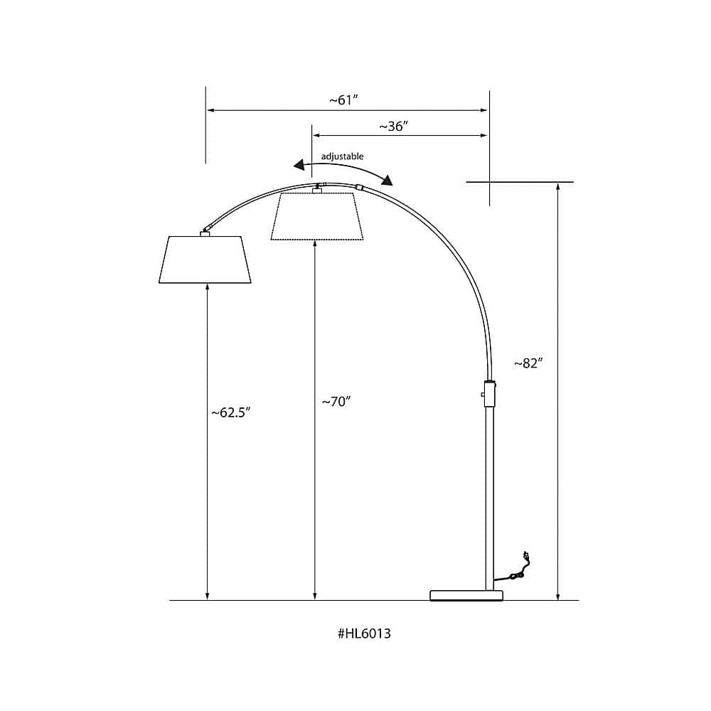 Orbita 81" Adjustable Brass Arc Floor Lamp with White Shade