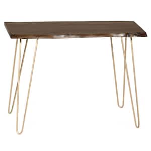40 in. Elm/Gold Standard Rectangle Wood Console Table