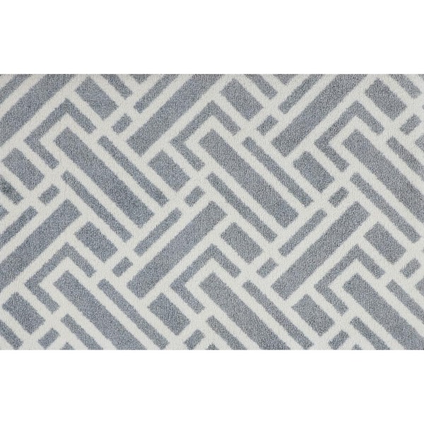 Bungalow Flooring ColorStar Deco Grid Silver 22 in. x 34 in. Machine Washable Indoor Door Mat