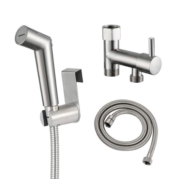 1 Handle Bidet Faucet with Handle Wall Mount Bidet Sprayer for Toilet in Brushed Nickel