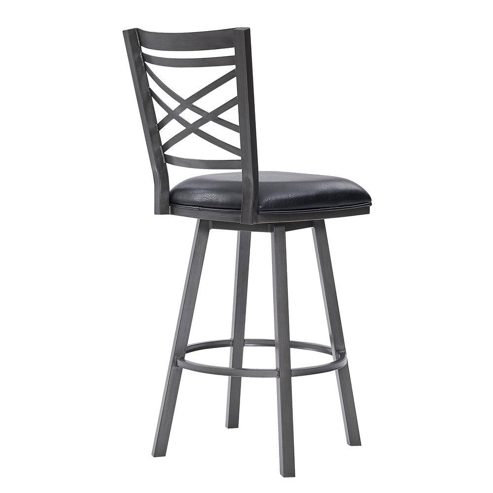 Fargo 30 in. Counter Height Metal Bar Stool in Mineral Finish with Black Fa