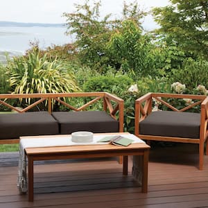 Ravenna Espresso 48 in. W x 18 in. D x 3 in. T Rectangular Outdoor Bench/Settee Cushion