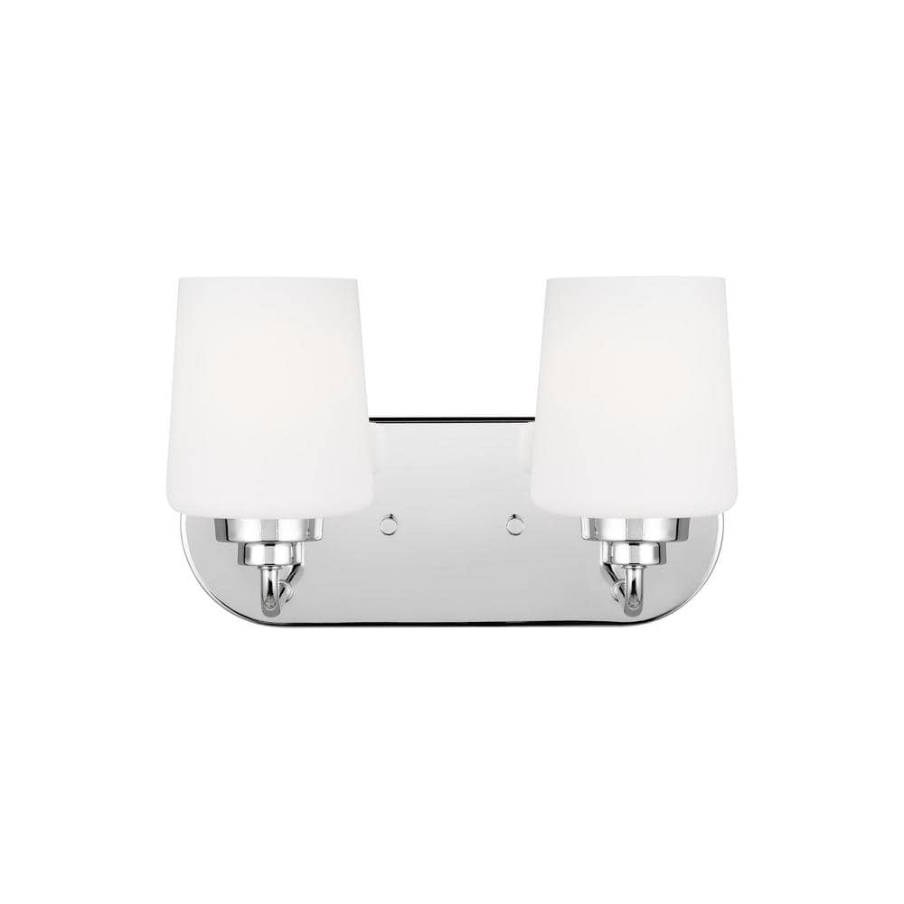 Elegance Chrome 2-Light Vanity with Etched White Glass Shade