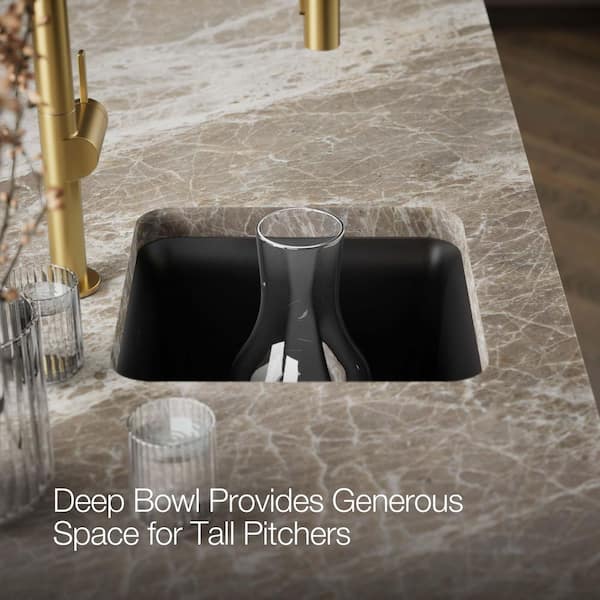 KOHLER Cairn Matte Black Granite Composite 16 in. Undermount Bar