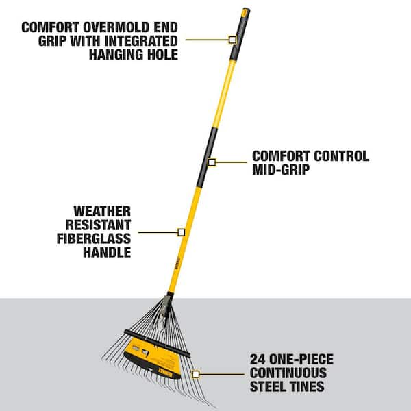 53 in. Fiberglass Handle 24 Tine Steel Leaf Rake