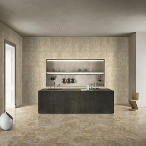 24 in. x 12 in. Gold Beige 3D Fluted Marble FS Textured Finished, for Kitchen Bathroom Wall Look Tile (8 sq. ft./Box)