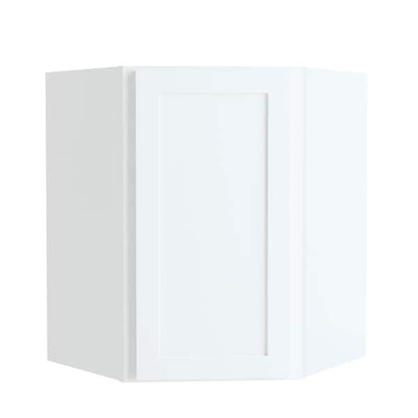 Hampton Bay Courtland 24 in. W x 24 in. D x 30 in. H Assembled Shaker Diagonal Corner Wall Kitchen Cabinet in Polar White