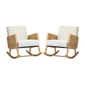 Williams Beige Rocking Chair with Rattan Arms (Set of 2)