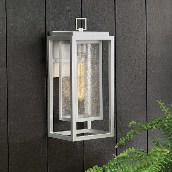 Hinkley Republic Medium Outdoor Wall Mount Lantern, Satin Nickel
