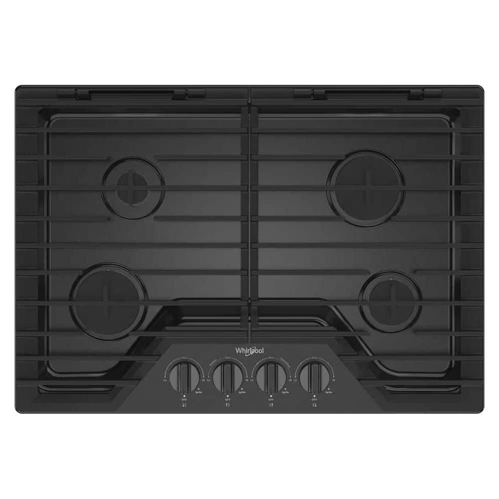 30 in. 4-Burners Recessed Gas Cooktop in Black Stainless with EZ-2-Lift Hinged Cast-Iron Grates