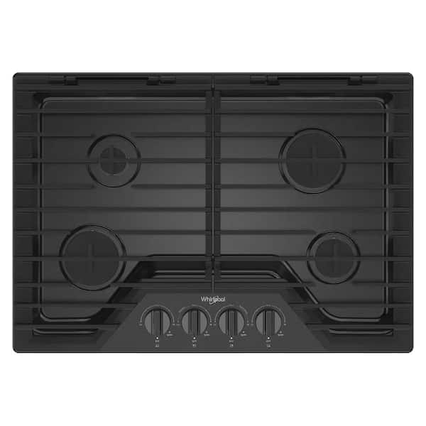 30 in. 4-Burners Recessed Gas Cooktop in Black Stainless with EZ-2-Lift Hinged Cast-Iron Grates