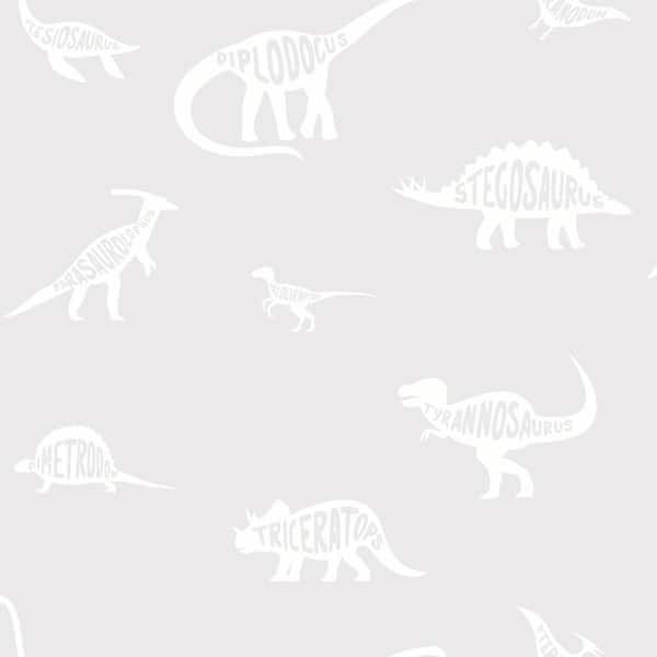 Dinosaur Dictionary Grey Non-Pasted Wallpaper (Covers 56 sq. ft.)