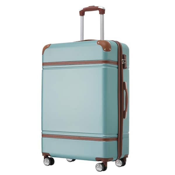Tatahance 26.4 in. Green Brown Lightweight Durable ABS Hardshell Suitcase with TSA Lock and Spinner Wheels