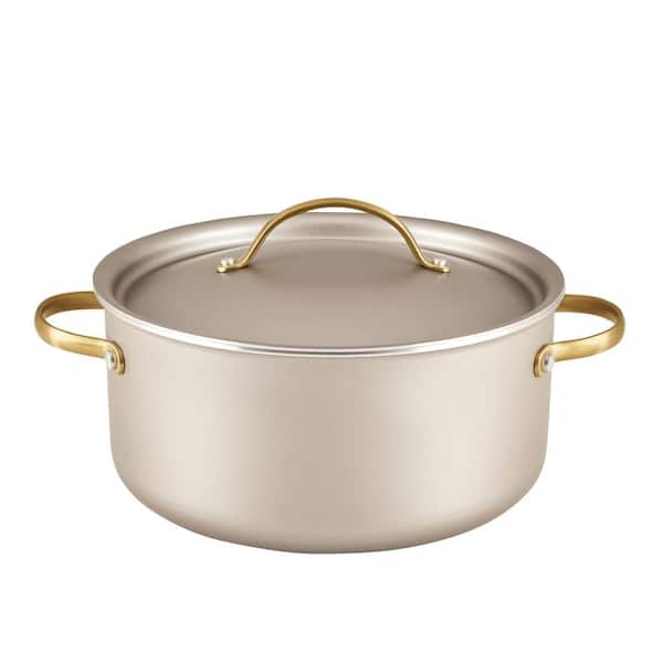 Farberware Radiant 5.5 qt. Round Aluminum Nonstick Dutch Oven in Champagne with Lid