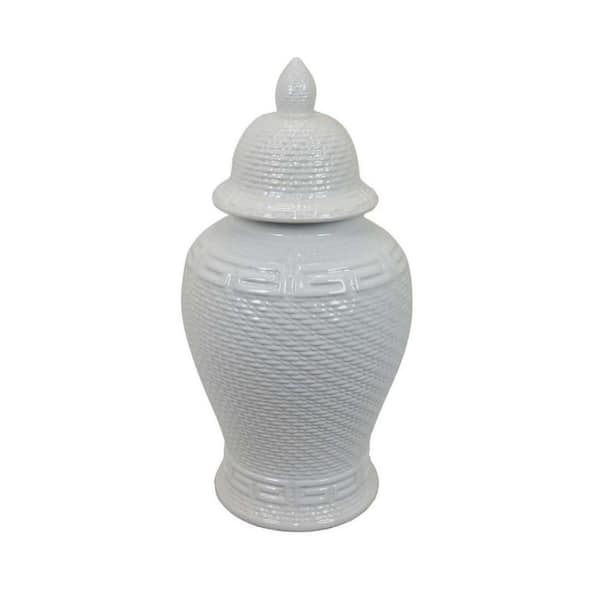 Benjara Ceramic Jar with Finial Top