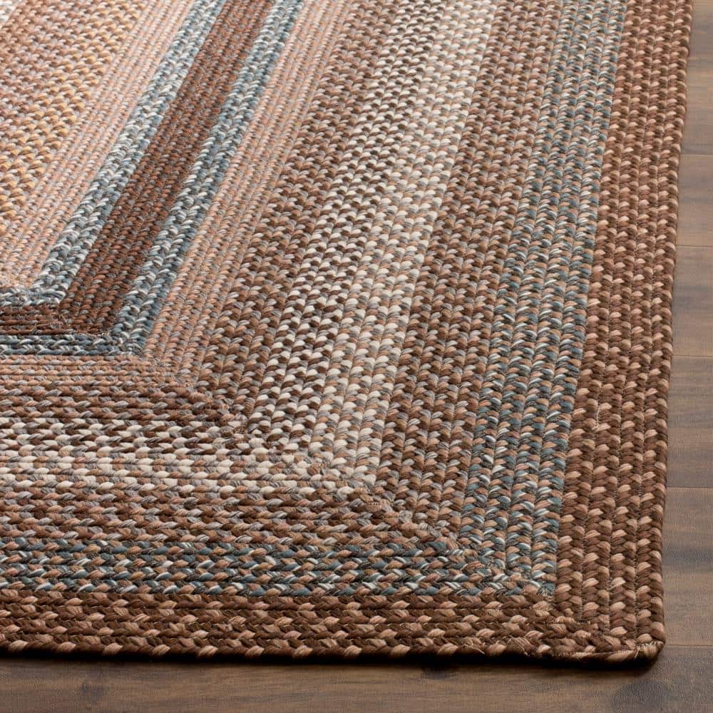 Handwoven Brown and Multi-Color Reversible Braided Area Rug