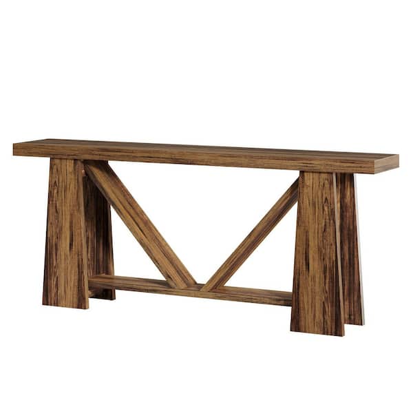 BYBLIGHT Turrella 70.9 in. Vintage Brown Rectangle Engineered Wood Console Table for Entryway Living Room