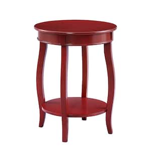 Justine 18 in. W x 18 in. D x 24 in. H Red Round Wood End / Side Table