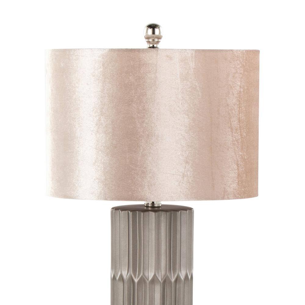 Tania 23" Gray Ceramic Table Lamp with Champagne Shade
