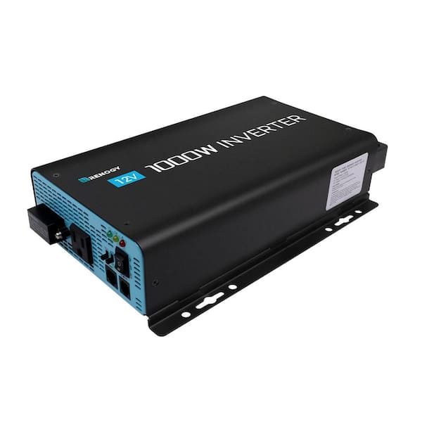 1000-Watt 12V DC to 120V AC Pure Sine Wave Inverter Off-Grid Power Saving Solar Converter Remote-Control for Li,AGM,GEL