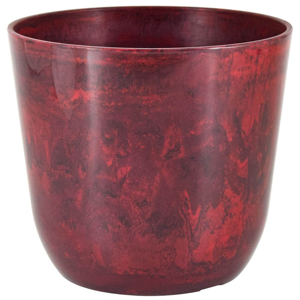 7.5-inch Marble Red Plastic Indoor Planter Pots (2-Pack)