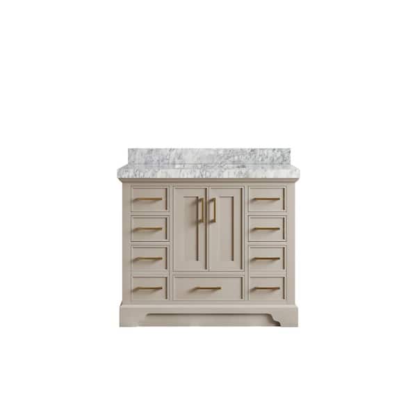 Willow Collections Charlotte 42 in. Single Sink Freestanding Fine Grain Bath Vanity with Carrara Marble Top