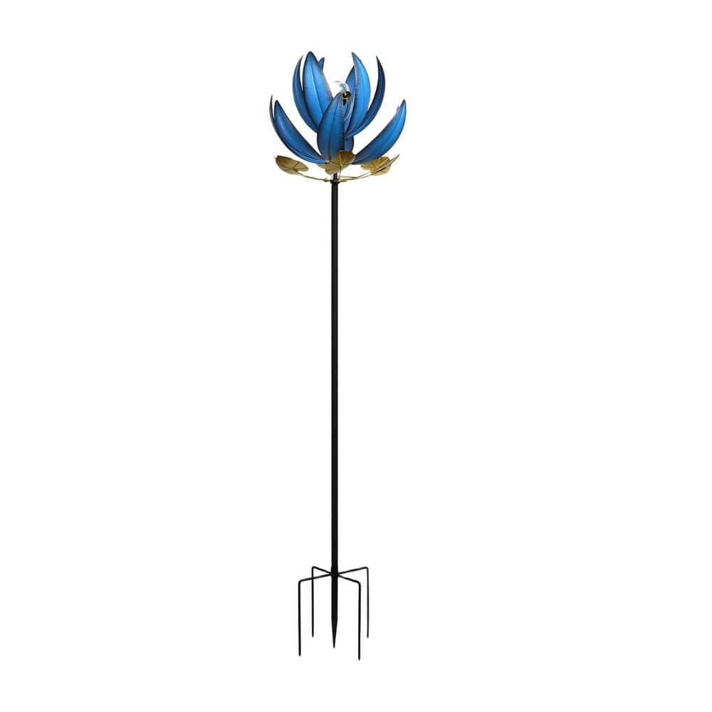 79 in. Large Metal Wind Spinner with Solar Crackle Glass Ball, Lotus Kinetic Windmill Decor for Yard Garden Lawn price history on PriceWatchPro