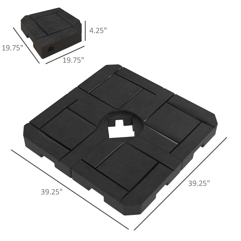 Black Fillable Plastic Patio Umbrella Base Weights Set