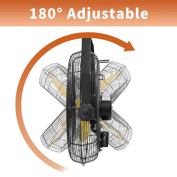 18 in. 3 Speeds Outdoor High Velocity Wall Mounted Fan in Yellow with 1/6 HP Powerful Motor, 4600 CFM