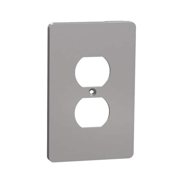 Square D X Series 1-Gang Midsize Plus Duplex Outlet Wall Plate Matte Gray